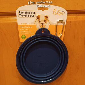 Ｐｅｔｚ Silicone Round Travel Pet Bowl L Blue